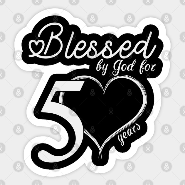 Blessed by god for 50 years old with white heart in black gifts Sticker by BijStore